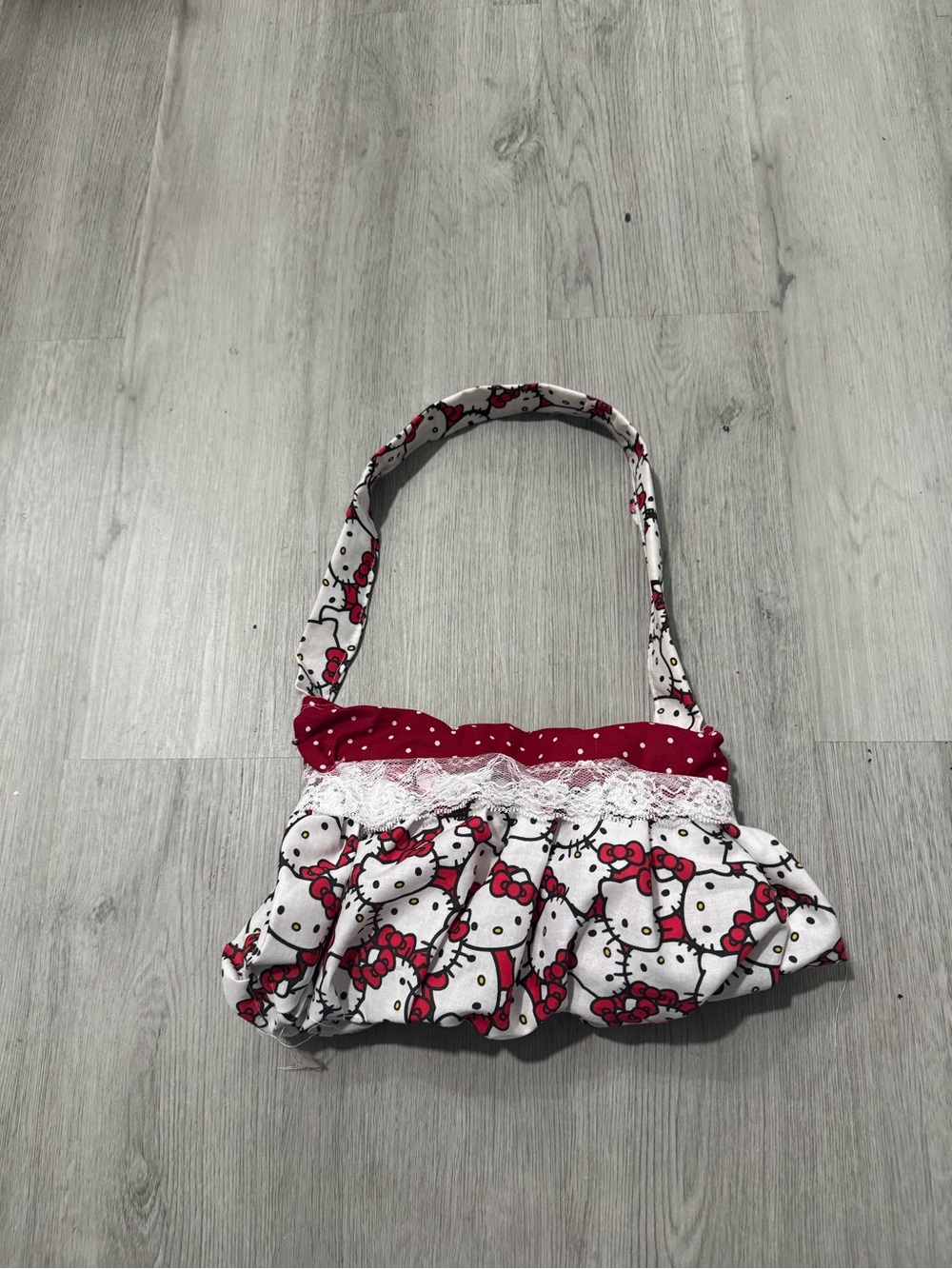 Hello Kitty Red & White Ruffle Shoulder Bag Handmade